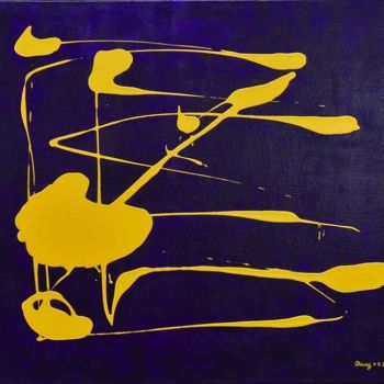 Pittura intitolato "Jet jaune violet" da Sculpeinte Concept Dany, Opera d'arte originale, Acrilico Montato su Telaio per bar…