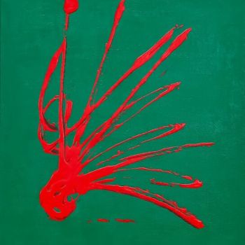 Peinture intitulée "Jet rouge vert" par Sculpeinte Concept Dany, Œuvre d'art originale, Acrylique Monté sur Châssis en bois