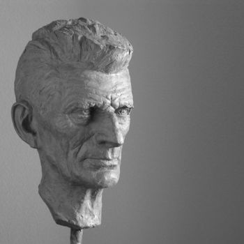 Rzeźba zatytułowany „Samuel Beckett” autorstwa Mikhail Iakovlev, Oryginalna praca, Brąz Zamontowany na Panel drewniany