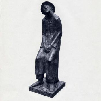 Sculpture titled "James Joyce" by Mikhail Iakovlev, Original Artwork, Bronze Mounted on Wood Panel