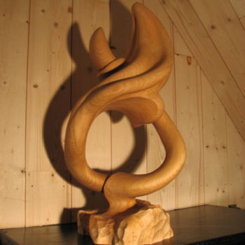 Rzeźba zatytułowany „L'arum” autorstwa Alain Bruneau, Oryginalna praca, Drewno
