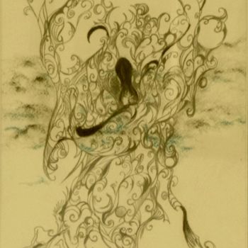 Рисунок под названием "legère" - Scyamn Mesmerizing, Подлинное произведение искусства, Древесный уголь
