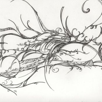 Dessin intitulée "la dormeur sulfureu…" par Scyamn Mesmerizing, Œuvre d'art originale, Graphite