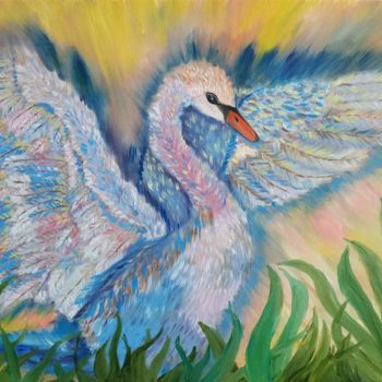 Painting titled "Invisible wings" by Svitlana Duvanova, Original Artwork, Oil Mounted on Wood Stretcher frame