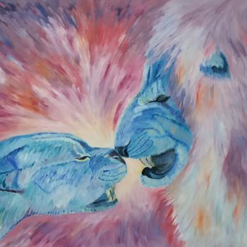 Картина под названием "Lion" - Svitlana Duvanova, Подлинное произведение искусства, Масло Установлен на Деревянная рама для…
