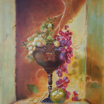 Painting titled "Antique still life" by Svitlana Duvanova, Original Artwork, Oil Mounted on Wood Stretcher frame