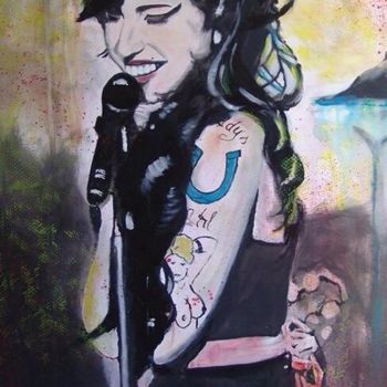 Ζωγραφική με τίτλο "Amy WineHouse" από Sdurao, Αυθεντικά έργα τέχνης, Ακρυλικό