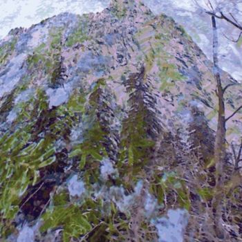 Digitale Kunst getiteld "Mountain Winter #22" door Kenneth Grzesik, Origineel Kunstwerk, Digitaal Schilderwerk