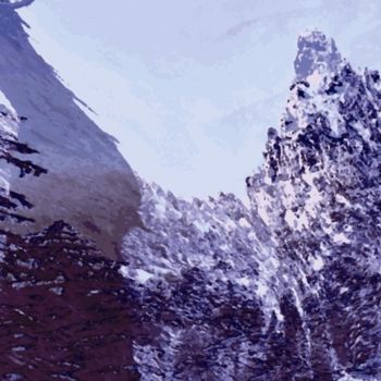 Digitale Kunst getiteld "Mountain Winter #33" door Kenneth Grzesik, Origineel Kunstwerk, Digitaal Schilderwerk