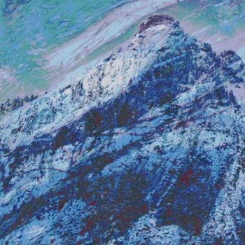 Artes digitais intitulada "Mountain Winter #36" por Kenneth Grzesik, Obras de arte originais, Pintura digital