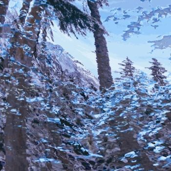 Artes digitais intitulada "Mountain Winter #42" por Kenneth Grzesik, Obras de arte originais, Pintura digital