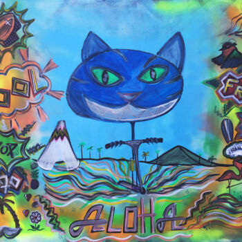 Картина под названием "Aloha et ciel-bleu" - Seb Paul Michel, Подлинное произведение искусства, Акрил Установлен на Деревянн…