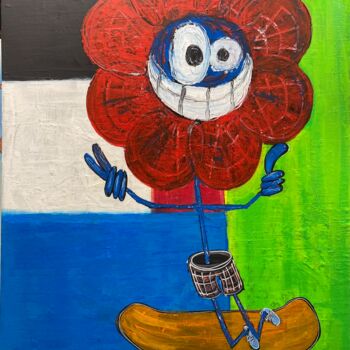 Painting titled "Vive les fleurs en…" by Seb Paul Michel, Original Artwork, Acrylic