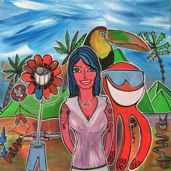 Pintura intitulada "Cool & playa" por Seb Paul Michel, Obras de arte originais, Acrílico Montado em Armação em madeira