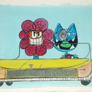 Painting titled "Vroom" by Seb Paul Michel, Original Artwork, Acrylic Mounted on Wood Stretcher frame