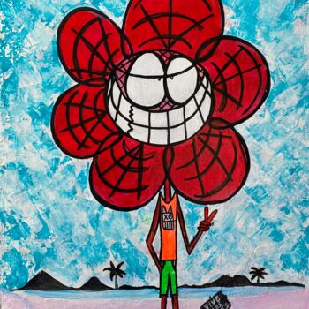 Painting titled "Vive les fleurs à l…" by Seb Paul Michel, Original Artwork, Acrylic Mounted on Wood Stretcher frame