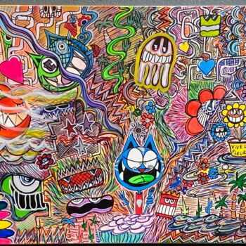 "Cool, fun et miaooo" başlıklı Tablo Seb Paul Michel tarafından, Orijinal sanat, Akrilik Ahşap Sedye çerçevesi üzerine monte…