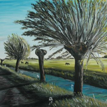 Pittura intitolato "Pollard willow tree…" da Bas Van Bemmel, Opera d'arte originale, Gouache