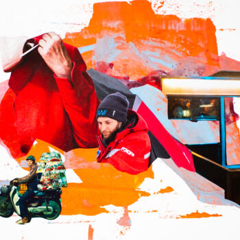 Collages intitolato "Die Rote Schere / B…" da Sebastian Herrling, Opera d'arte originale, Collages