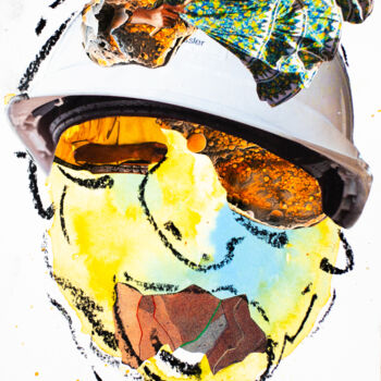 Collages titled "Gasface 1" by Sebastian Herrling, Original Artwork, Collages