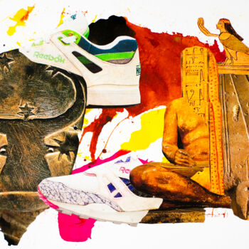 Collages intitulée "Ancient Runners  A2" par Sebastian Herrling, Œuvre d'art originale, Collages