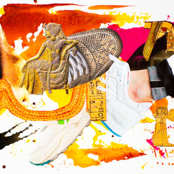 Collages intitolato "Ancient Runners  A4" da Sebastian Herrling, Opera d'arte originale, Collages