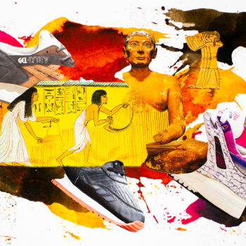 Collages getiteld "Ancient Runners  A5" door Sebastian Herrling, Origineel Kunstwerk, Collages