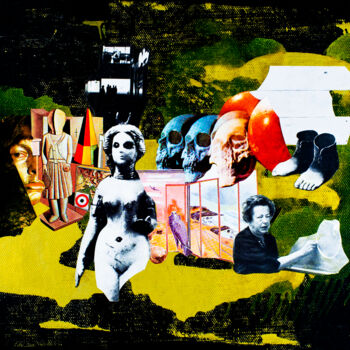 Collagen mit dem Titel "Zeichen und Symbole…" von Sebastian Herrling, Original-Kunstwerk, Collagen