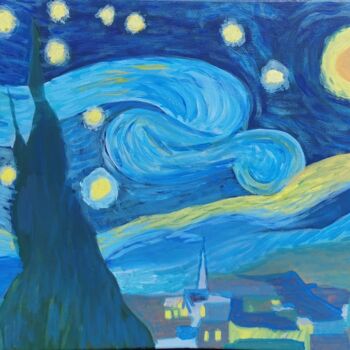 Peinture intitulée "Copie la nuit étoil…" par Sebastian Ponchaut (sterton), Œuvre d'art originale, Acrylique
