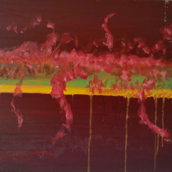 Malerei mit dem Titel "lave en fusion" von Sebastian Ponchaut (sterton), Original-Kunstwerk, Öl