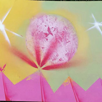 Painting titled "pink pyramids" by Sebastian Ponchaut (sterton), Original Artwork, Spray paint