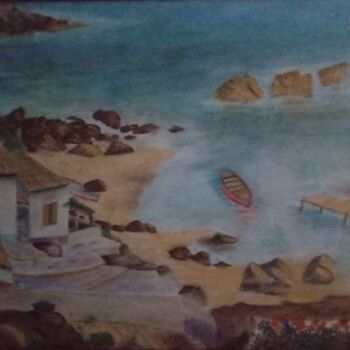 Painting titled "Paese Mare" by Sebastiana Grazia Leonardi, Original Artwork, Pastel
