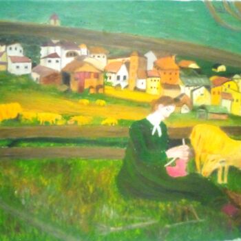 Pittura intitolato "Paesaggio Bucolico" da Sebastiana Grazia Leonardi, Opera d'arte originale, Olio