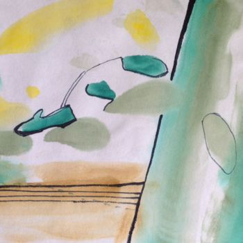 Malerei mit dem Titel "The Shoe" von Sebastian Olivier Burckhardt, Original-Kunstwerk, Aquarell