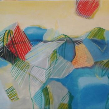Malerei mit dem Titel "Red Sun, soleille r…" von Sebastian Olivier Burckhardt, Original-Kunstwerk, Acryl