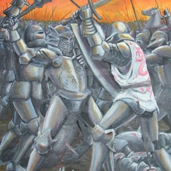 Pittura intitolato "Knights in Combat" da Sebastian Haines, Opera d'arte originale