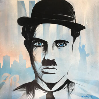 Painting titled "Chaplin" by Sébastien Billard, Original Artwork, Acrylic