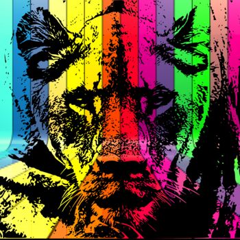 Arts numériques intitulée "Tigresse l'affût" par Mose, Œuvre d'art originale, Photo montage