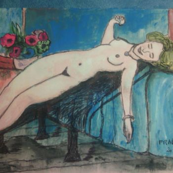 Painting titled "Réveil périlleux" by Sébastien Frau, Original Artwork, Watercolor