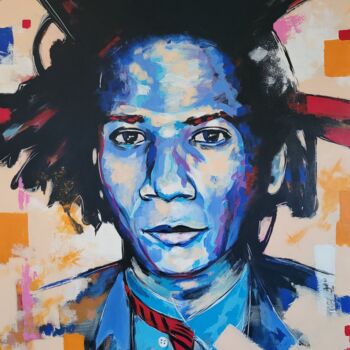 Painting titled "Basquiat #1" by Sébastien Klein, Original Artwork, Acrylic Mounted on Wood Stretcher frame