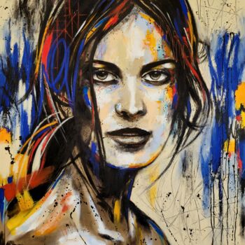 Painting titled "Ophélie" by Sébastien Klein, Original Artwork, Oil Mounted on Wood Stretcher frame