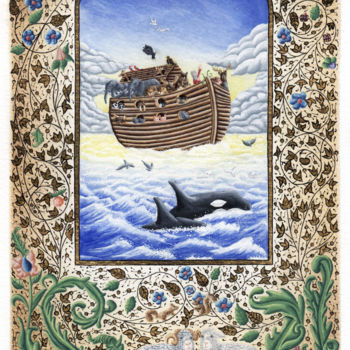 「Enluminure L'Arche…」というタイトルの絵画 Sébastien Maillardによって, オリジナルのアートワーク, テンペラ