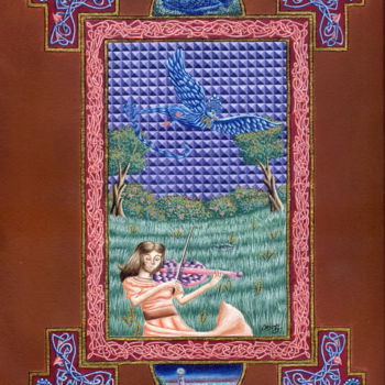 Картина под названием "L'oiseau Légendaire" - Sébastien Maillard, Подлинное произведение искусства, Темпера