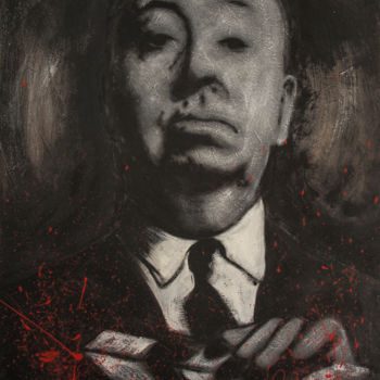 Painting titled "Alfred Hitchcock" by Hespé, Original Artwork, Acrylic