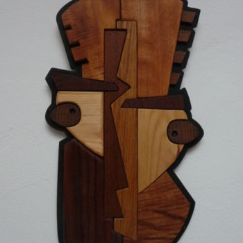 Skulptur mit dem Titel "maskoupa" von Sebastien Riga, Original-Kunstwerk, Holz