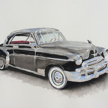 Painting titled "Chevrolet Belair 19…" by Sébastien Vinolo, Original Artwork, Watercolor