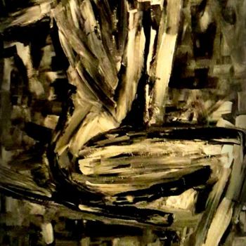 Ζωγραφική με τίτλο "femme assise de dos" από Sébastien Baraquin, Αυθεντικά έργα τέχνης, Ακρυλικό