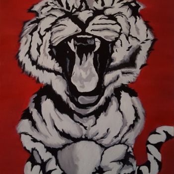 Painting titled "Tiger Mood" by Cédù, Original Artwork, Oil