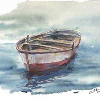 Peinture intitulée "Bote en el agua" par Sebastián Castillos, Œuvre d'art originale, Huile
