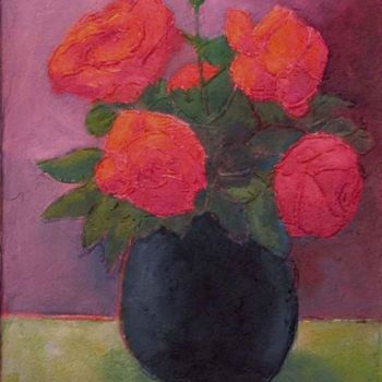 Pintura titulada "Roses (Huile sur ac…" por Jean Sebillotte, Obra de arte original, Oleo